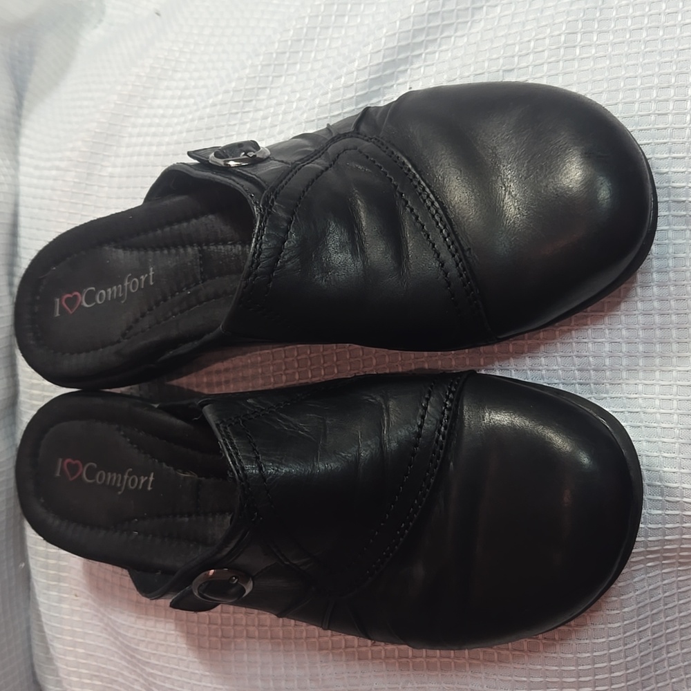 I Love Comfort Slip On Shoes Black Leather  Size 9M